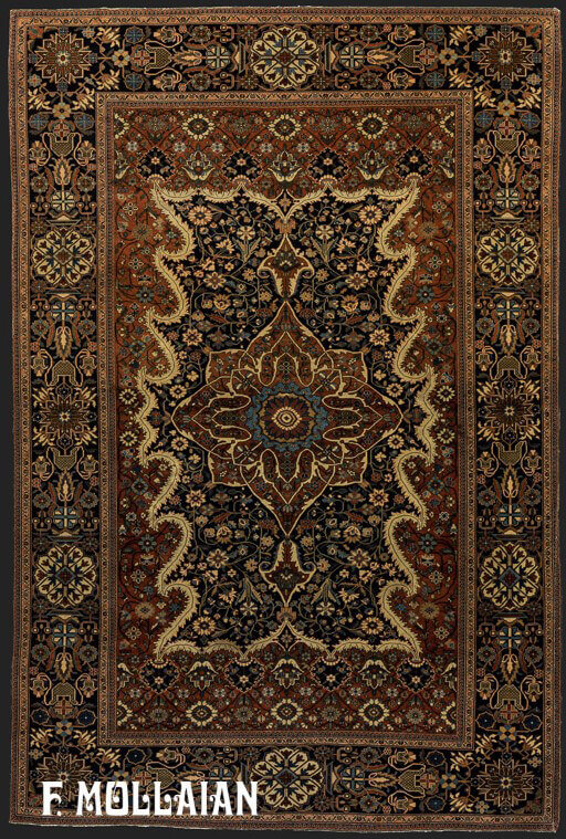 Tapis Persan Antique Kashan Mohtasham n°:11052993